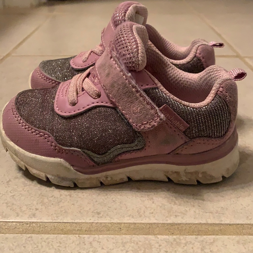 Pink sparkly girls stride rite sneakers.